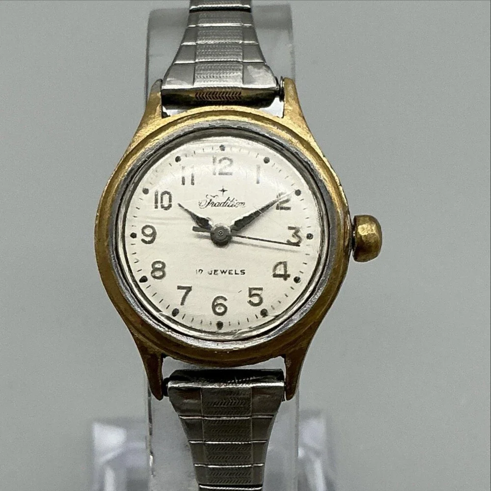 Vintage Tradition Womens Watch 23mm 17 Jewels Two Tone Expansion Bracelet Manual
